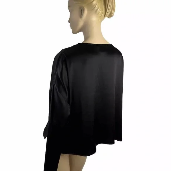 Zoran minimalist black silk dolman sleeves blouse one size